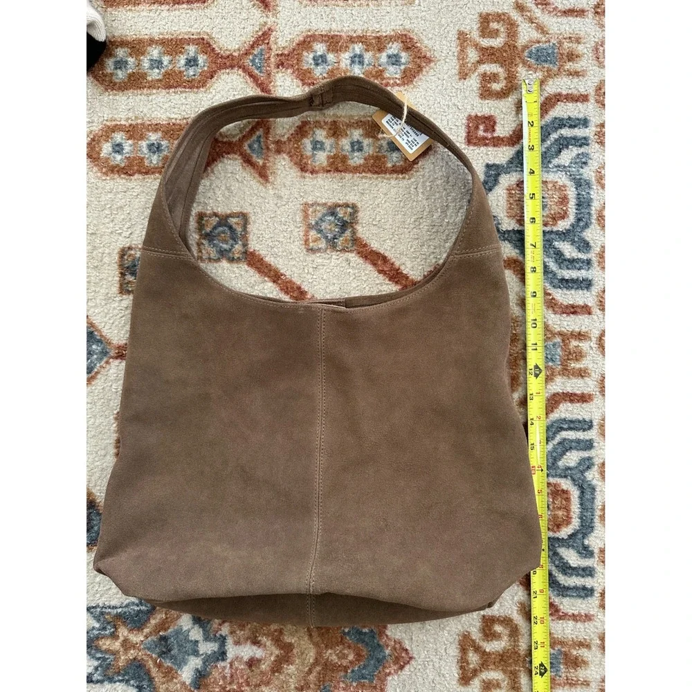 *Unavailable* Brandy Melville Brown Suede Cow Leather Slouchy Hobo Shoulder Bag